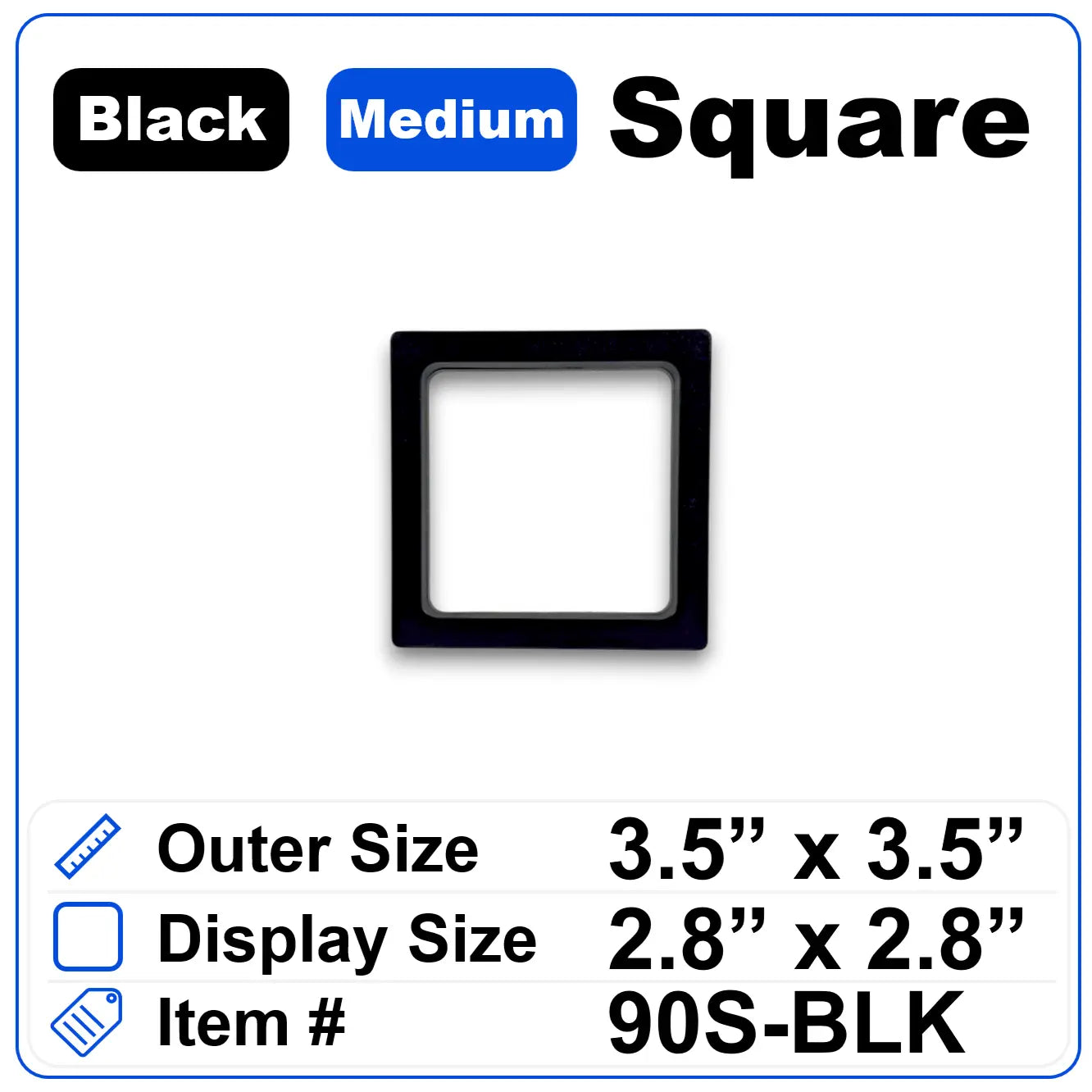 3.5 Inch Square Black (Medium)