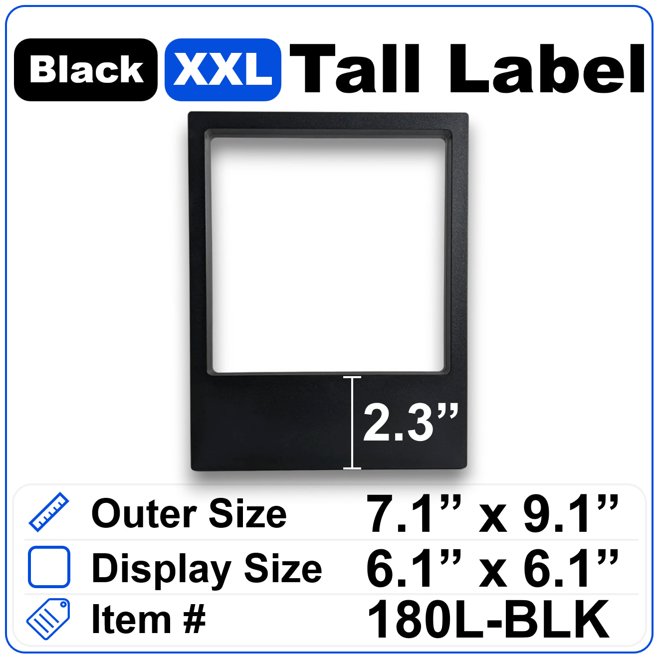 7.1" x 9.1" Tall Label Black