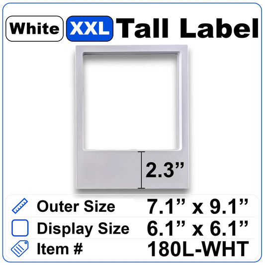 7.1" x 9.1" Tall  Label White