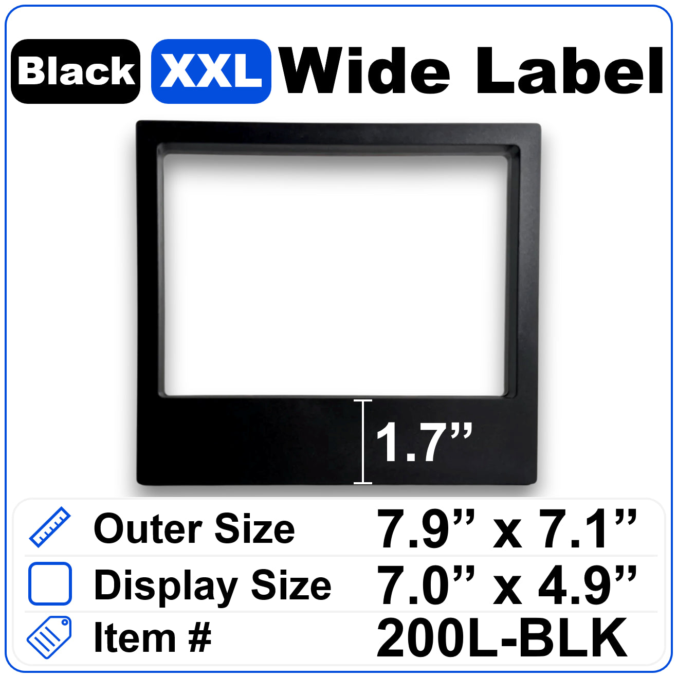 7.9" x 7.1" Wide Label Black
