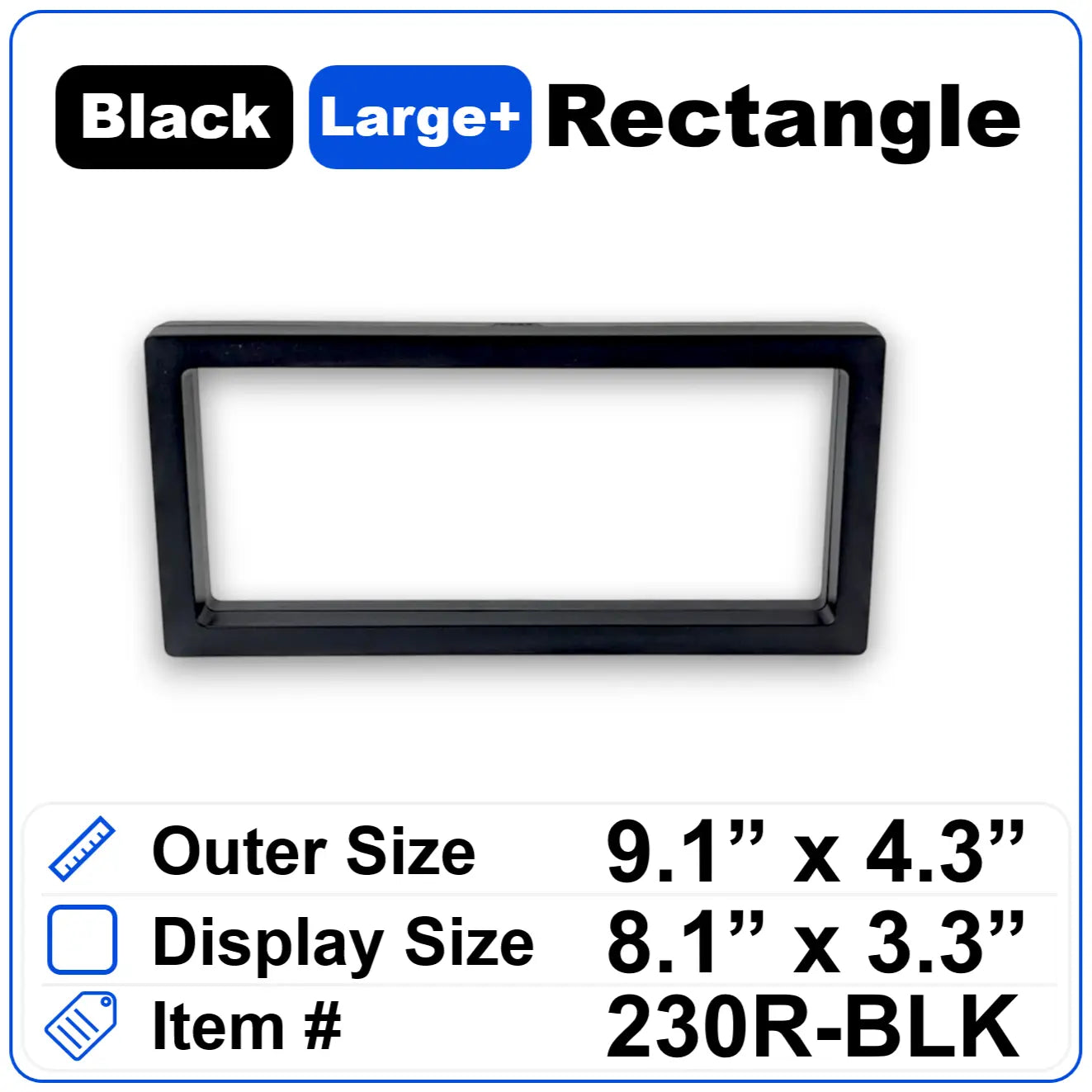 9.1" x 4.3" Rectangle Black