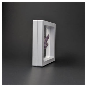 Square - 3.5 inch - White - 3D Floating Frame 2-Sided Display Case - 90 mm