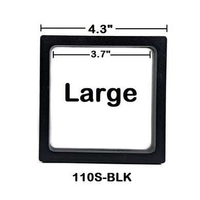 Square - 4.3 inch - Black - 3D Floating Frame 2-Sided Display Case - 110 mm
