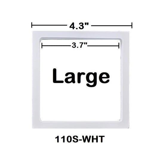 Square - 4.3 inch - White - 3D Floating Frame 2-Sided Display Case - 110 mm