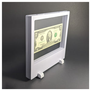Label Area - 7.9" x 7.1" - 3D Floating Frame 2-Sided Display Case - White