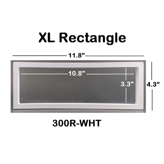 Rectangle - 11.8" x 4.3" - White - 3D Floating Frame 2-Sided Display Case - 300 mm x 110 mm