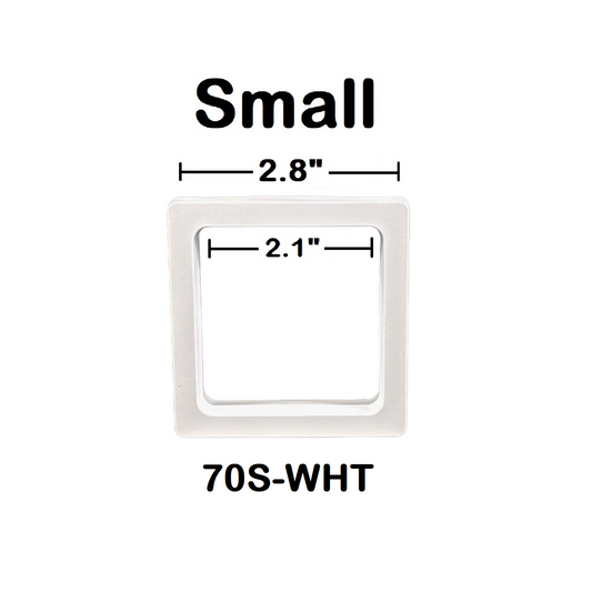 Square - 2.8 inch - White - 3D Floating Frame 2-Sided Display Case - 70 mm