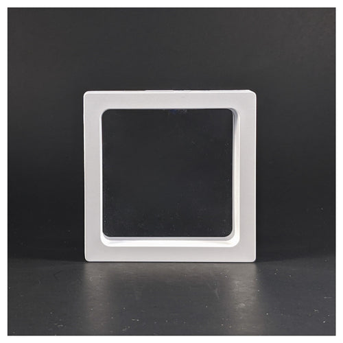 Square - 3.5 inch - White - 3D Floating Frame 2-Sided Display Case - 90 mm